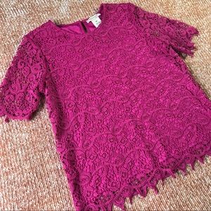 Pink Lace Short Sleeve Top